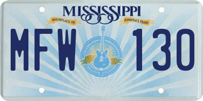 MS license plate MFW130