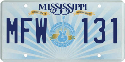 MS license plate MFW131
