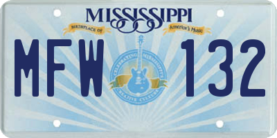 MS license plate MFW132