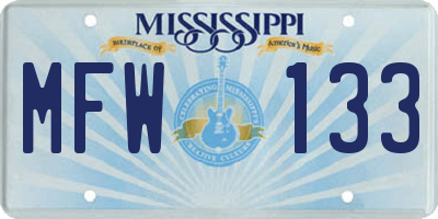MS license plate MFW133