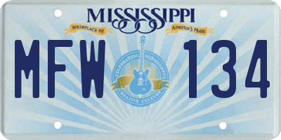 MS license plate MFW134