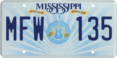 MS license plate MFW135