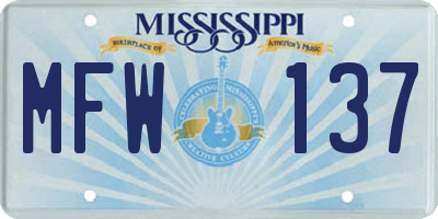 MS license plate MFW137