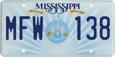 MS license plate MFW138