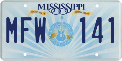 MS license plate MFW141