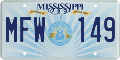 MS license plate MFW149