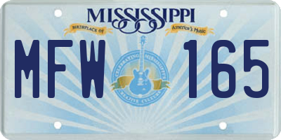 MS license plate MFW165