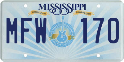 MS license plate MFW170