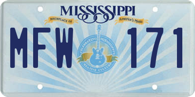 MS license plate MFW171
