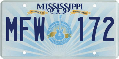 MS license plate MFW172