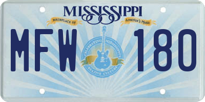 MS license plate MFW180
