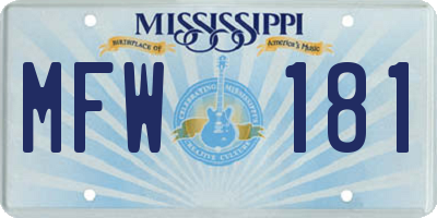 MS license plate MFW181