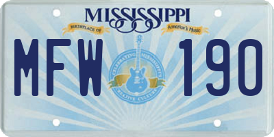 MS license plate MFW190