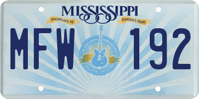 MS license plate MFW192