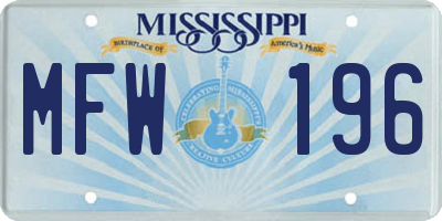 MS license plate MFW196