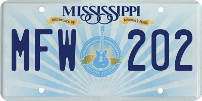 MS license plate MFW202