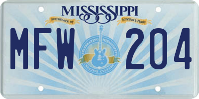 MS license plate MFW204