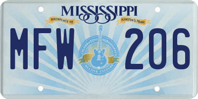 MS license plate MFW206