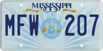 MS license plate MFW207