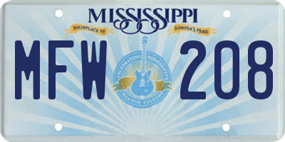MS license plate MFW208