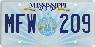 MS license plate MFW209
