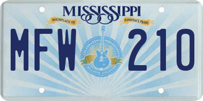 MS license plate MFW210