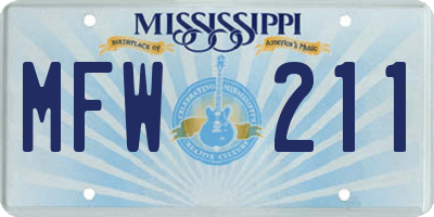 MS license plate MFW211