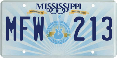 MS license plate MFW213