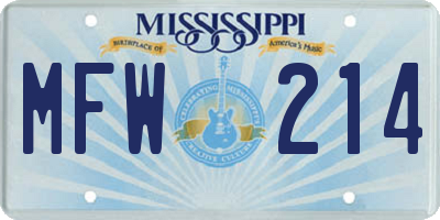 MS license plate MFW214