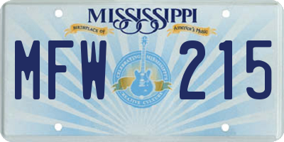 MS license plate MFW215