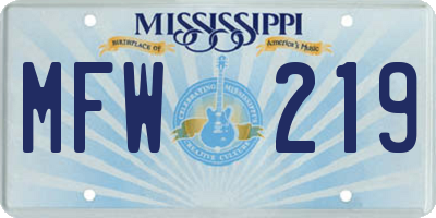 MS license plate MFW219