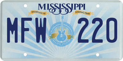 MS license plate MFW220