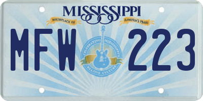 MS license plate MFW223