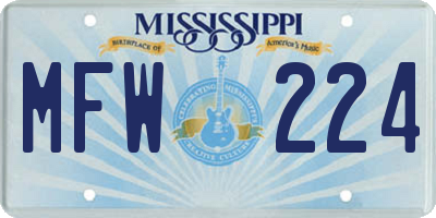 MS license plate MFW224
