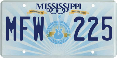 MS license plate MFW225