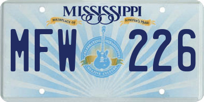 MS license plate MFW226