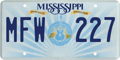 MS license plate MFW227