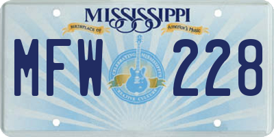 MS license plate MFW228