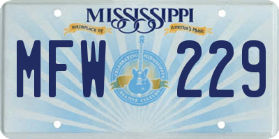 MS license plate MFW229