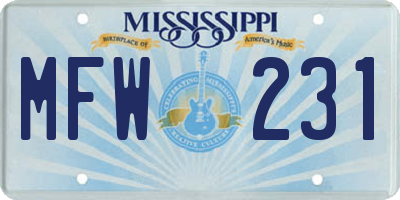 MS license plate MFW231