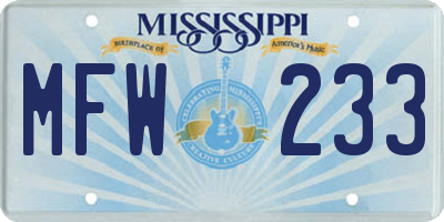 MS license plate MFW233