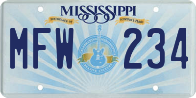 MS license plate MFW234