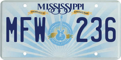 MS license plate MFW236