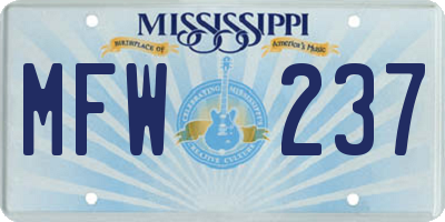 MS license plate MFW237