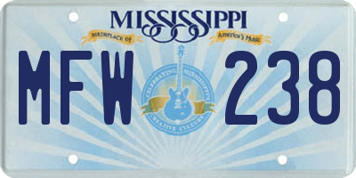 MS license plate MFW238