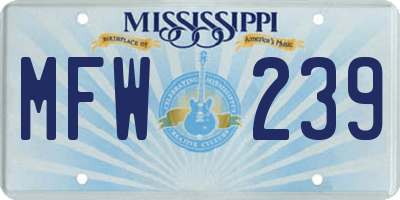 MS license plate MFW239