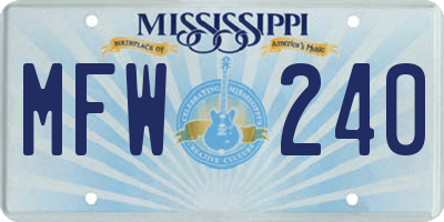 MS license plate MFW240