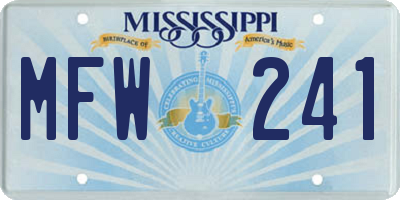 MS license plate MFW241
