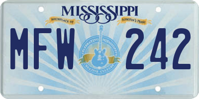 MS license plate MFW242