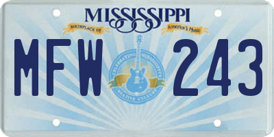MS license plate MFW243